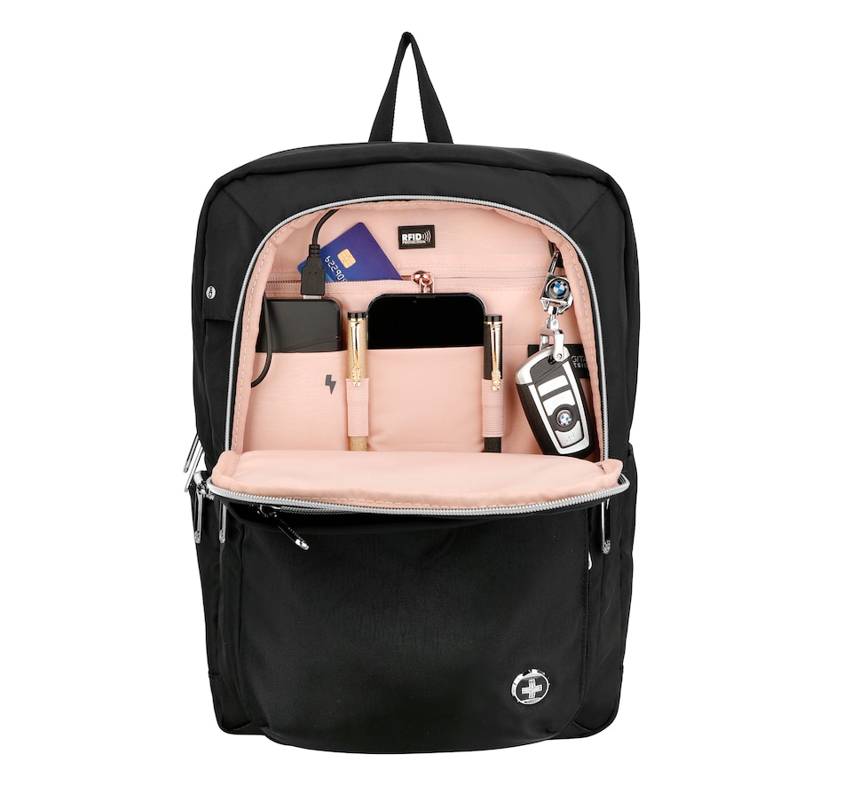Image 725030_ALTMORE8.jpg, Product 725-030 / Price $169.99, Swissdigital Design Katy Rose Backpack with Apple Find My (rose/black platinum) from Swissdigital on TSC.ca's Home & Garden department