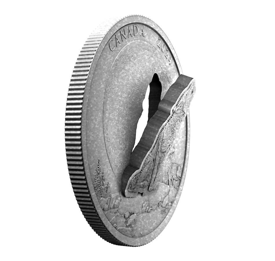 Image 725051_ALTMORE4.jpg, Product 725-051 / Price $328.88, 2024 $30 3D Howling Wolf Two-Ounce Fine Silver Coin with Antique Finish from The Coin Show with Steven Bromberg on TSC.ca's Coins department