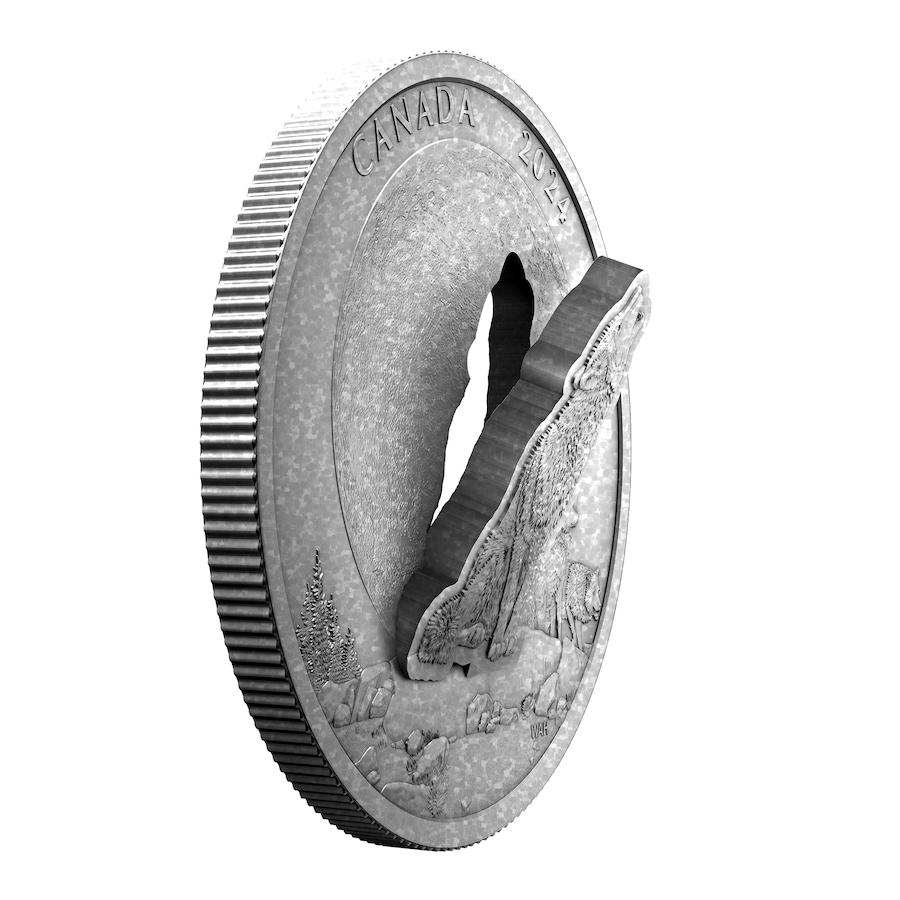 Image 725051_ALTMORE4.jpg, Product 725-051 / Price $429.95, 2024 $30 3D Howling Wolf Two-Ounce Fine Silver Coin with Antique Finish from The Coin Show with Steven Bromberg on TSC.ca's Coins department