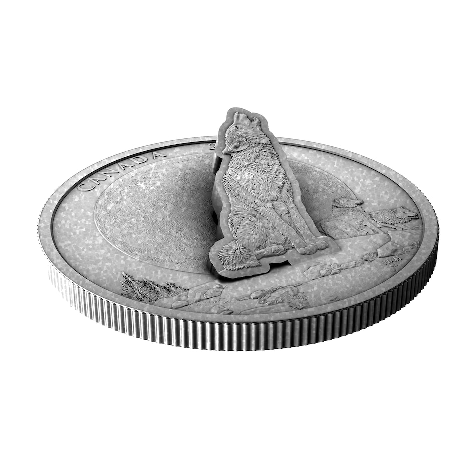 Image 725051_ALTMORE5.jpg, Product 725-051 / Price $328.88, 2024 $30 3D Howling Wolf Two-Ounce Fine Silver Coin with Antique Finish from The Coin Show with Steven Bromberg on TSC.ca's Coins department