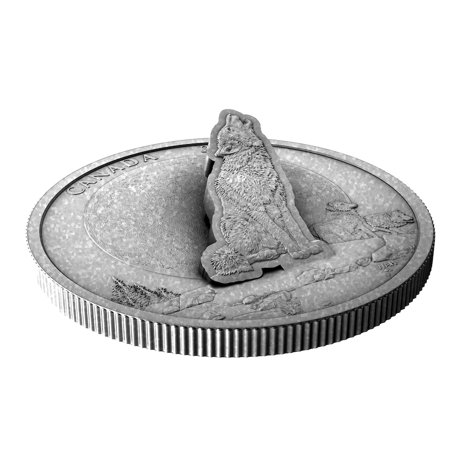 Image 725051_ALTMORE5.jpg, Product 725-051 / Price $429.95, 2024 $30 3D Howling Wolf Two-Ounce Fine Silver Coin with Antique Finish from The Coin Show with Steven Bromberg on TSC.ca's Coins department