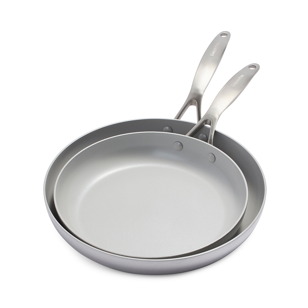 GreenPan Venice Pro 26-cm and 30-cm Stainless Steel Frying Pan Set