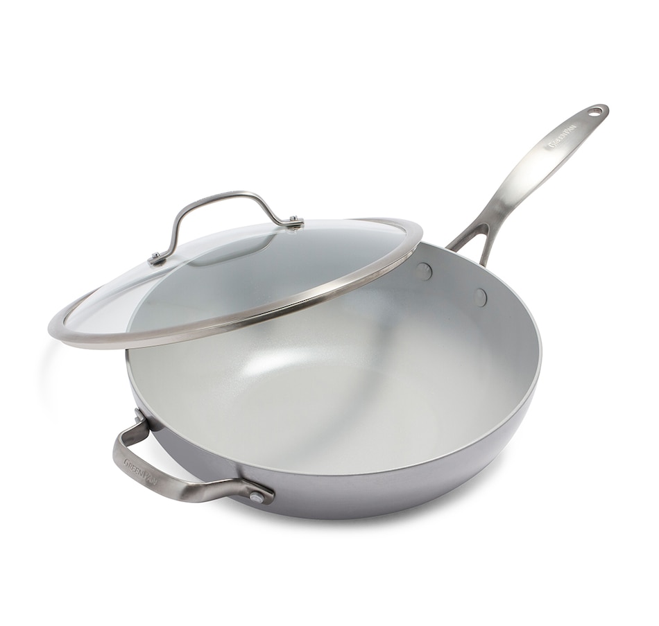 Image 725103.jpg, Product 725-103 / Price $149.99, GreenPan Venice Pro Stainless-Steel Healthy Ceramic Non-Stick 12" Wok Pan with Helper Handle and Lid from GreenPan on TSC.ca's Kitchen department