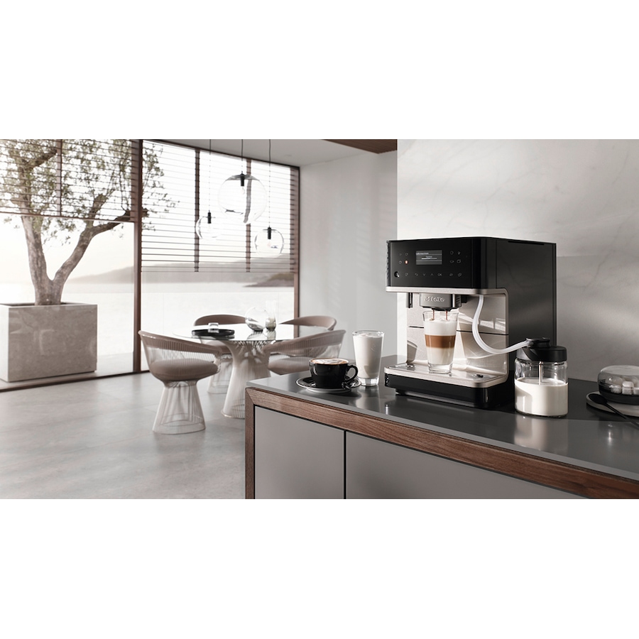 Image 725143_ALTMORE4.jpg, Product 725-143 / Price $2,999.99, Miele CM 6360 Milk Perfection Superautomatic Countertop Coffee Machine with Clean Steel Metallic Finish from Miele on TSC.ca's Kitchen department