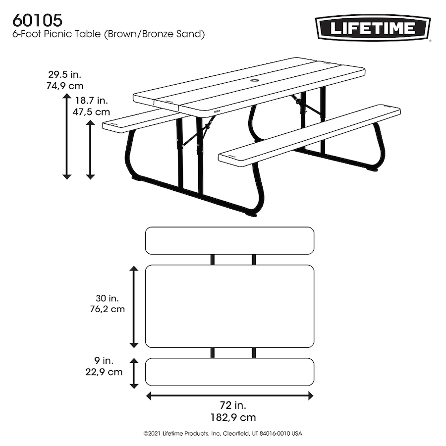 Image 725158_ALTMORE6.jpg, Product 725-158 / Price $399.99, Lifetime 72" Rectangular  Picnic Table from Lifetime on TSC.ca's Home & Garden department