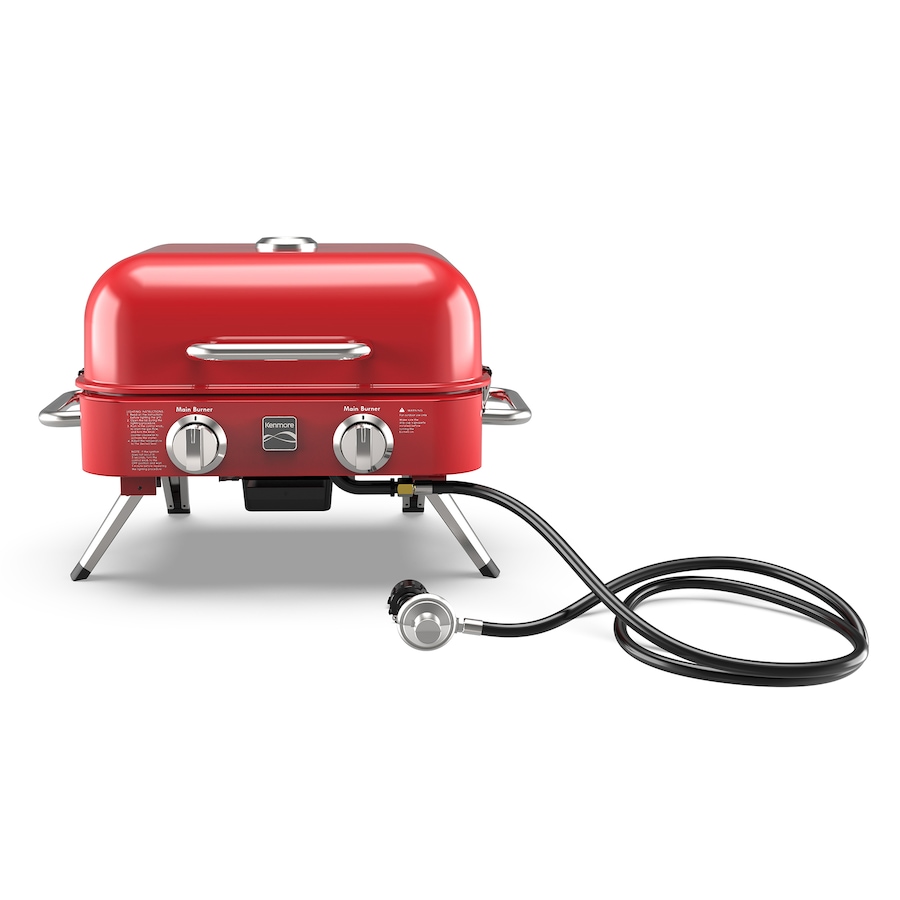 Image 725282.jpg, Product 725-282 / Price $329.99, Kenmore Two-Burner Retro Tabletop Gas Grill (red) from Kenmore on TSC.ca's Home & Garden department