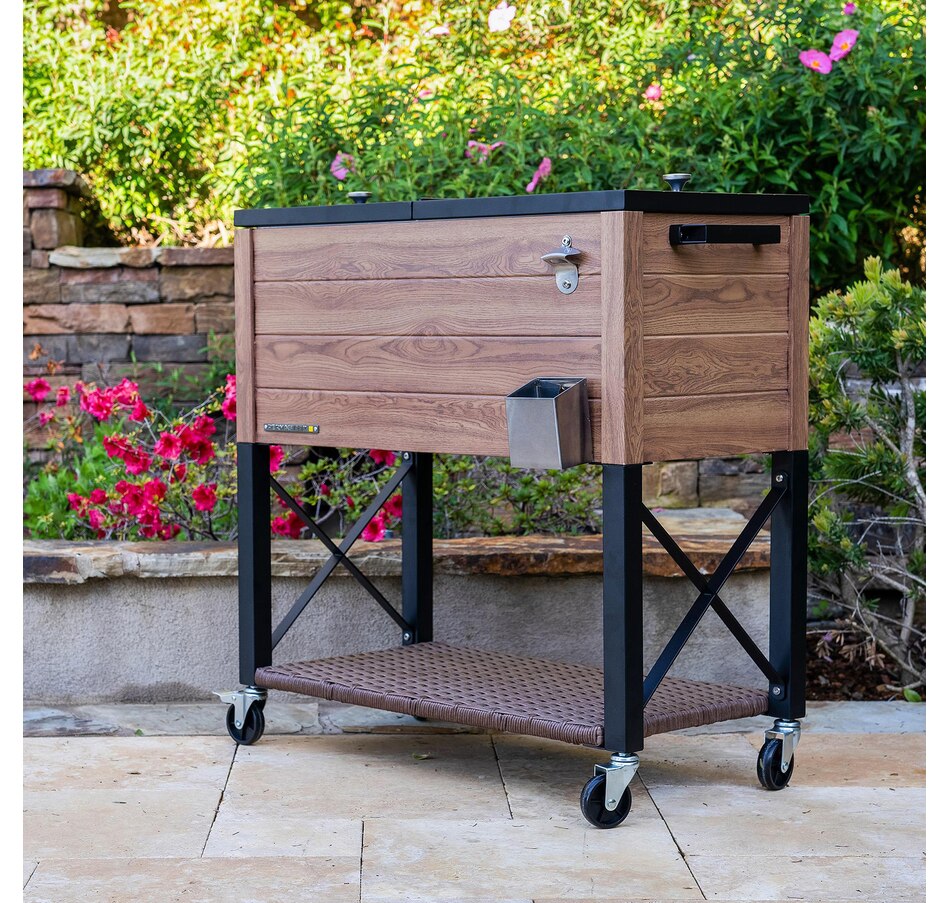 Image 725292_ALTMORE4.jpg, Product 725-292 / Price $399.99, Permasteel 80-Quart Rustic Wood Grain Patio Cooler with Wicker Shelf from Permasteel on TSC.ca's Home & Garden department