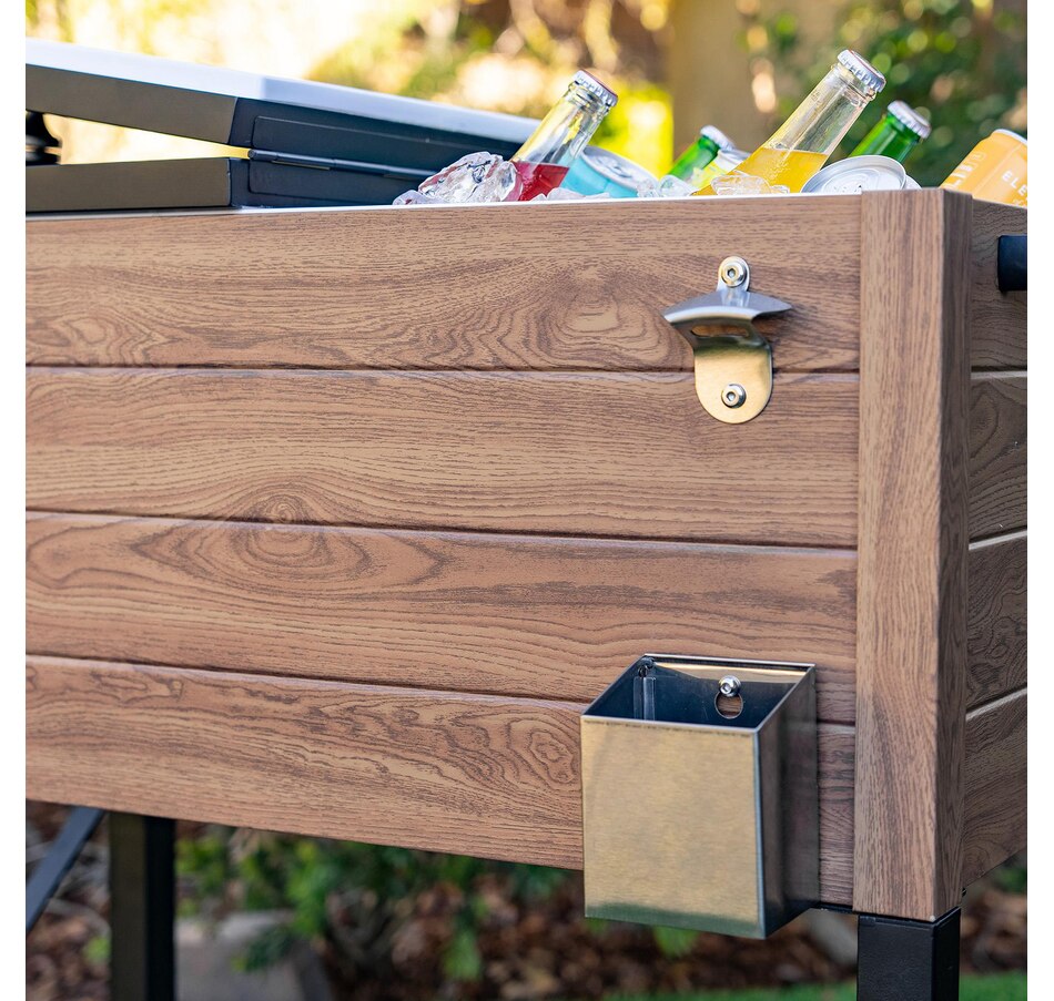 Image 725292_ALTMORE5.jpg, Product 725-292 / Price $399.99, Permasteel 80-Quart Rustic Wood Grain Patio Cooler with Wicker Shelf from Permasteel on TSC.ca's Home & Garden department