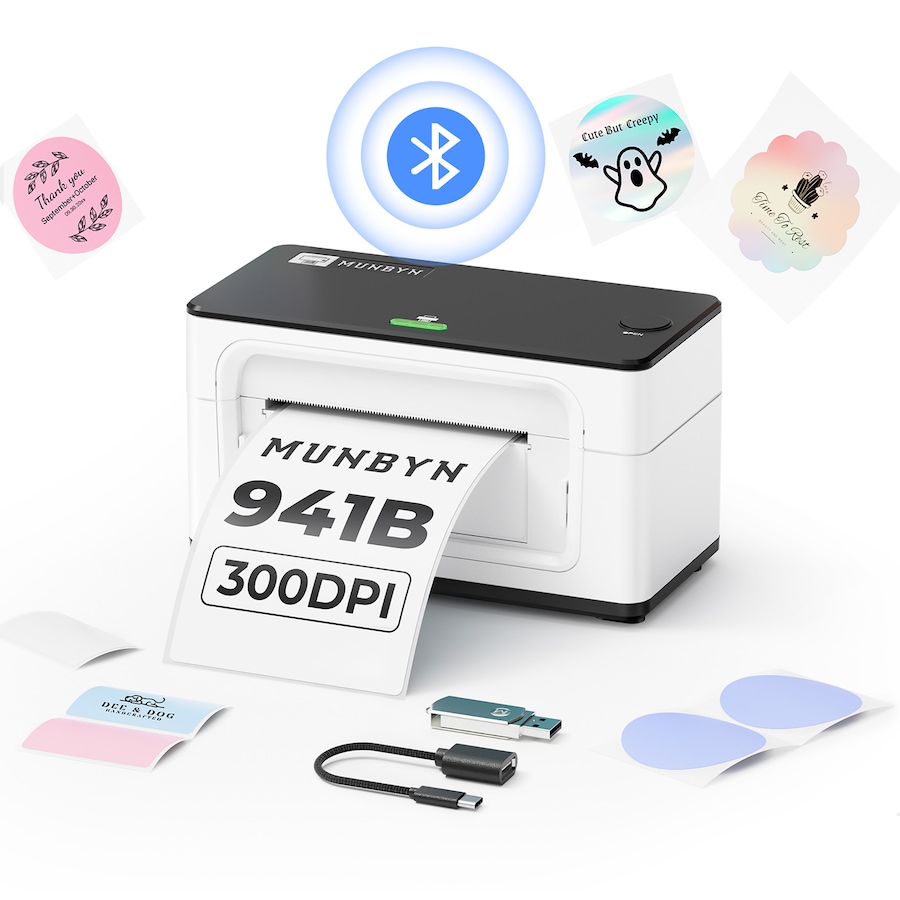 Image 725385.jpg, Product 725-385 / Price $179.99, MUNBYN Bluetooth Thermal Label Printer RealWriter 941 (white) from MUNBYN on TSC.ca's Electronics department