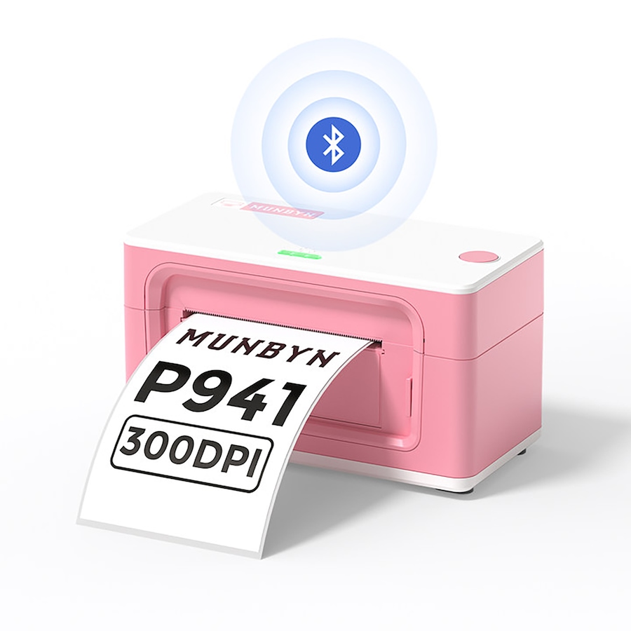 Image 725386.jpg, Product 725-386 / Price $179.99, MUNBYN Bluetooth Thermal Label Printer RealWriter 941 (pink) from MUNBYN on TSC.ca's Electronics department