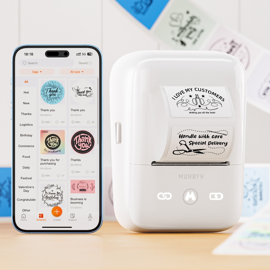 Image 725388_ALTMORE3.jpg, Product 725-388 / Price $89.99, MUNBYN FM226 Bluetooth Portable Label Maker (white) from MUNBYN on TSC.ca's Electronics department