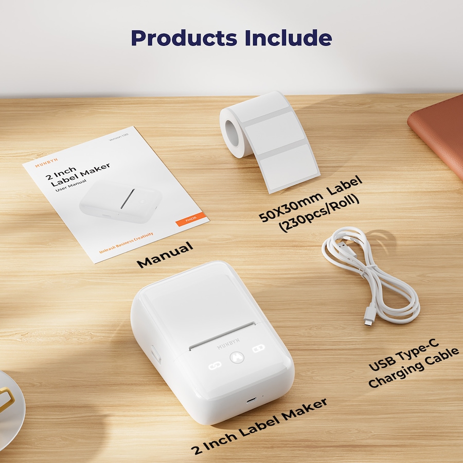 Image 725388_ALTMORE4.jpg, Product 725-388 / Price $89.99, MUNBYN FM226 Bluetooth Portable Label Maker (white) from MUNBYN on TSC.ca's Electronics department