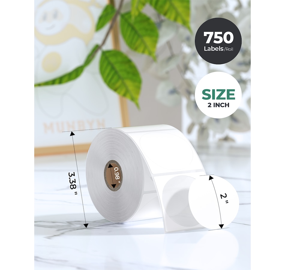 Image 725391_ALTMORE1.jpg, Product 725-391 / Price $33.99, MUNBYN Thermal Labels (2" circle, white, 2 rolls, 750 sheets/roll) from MUNBYN on TSC.ca's Electronics department