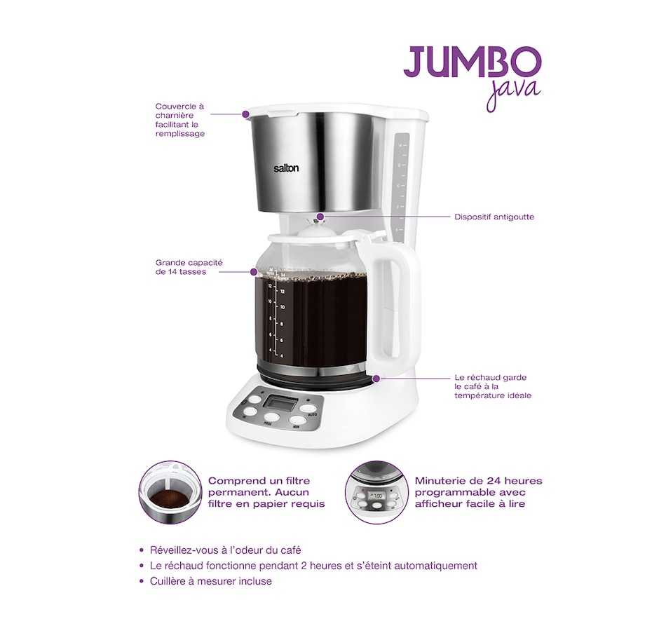 Salton 14-Cup Jumbo Java Coffee Maker ,White