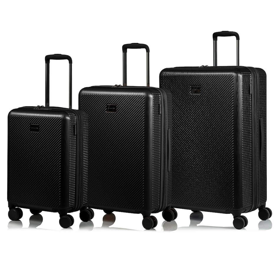 Image 725473_BLK.jpg, Product 725-473 / Price $559.99, Champs Luggage Iconic II Collection 3-Piece Hard-Side Spinner Expandable Luggage Set from Champs on TSC.ca's Home & Garden department