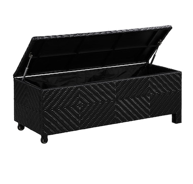 Patioflare Padded Handwoven Wicker Deck Box/Bench (60 gallons)