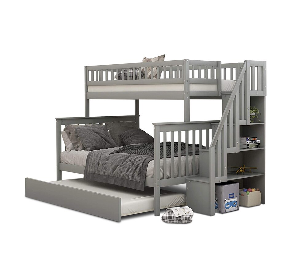 Image 725535.jpg, Product 725-535 / Price $1,456.00, Hamuq Grey Twin Over Double Wooden Bunk Bed with Trundle from Hamuq on TSC.ca's Home & Garden department