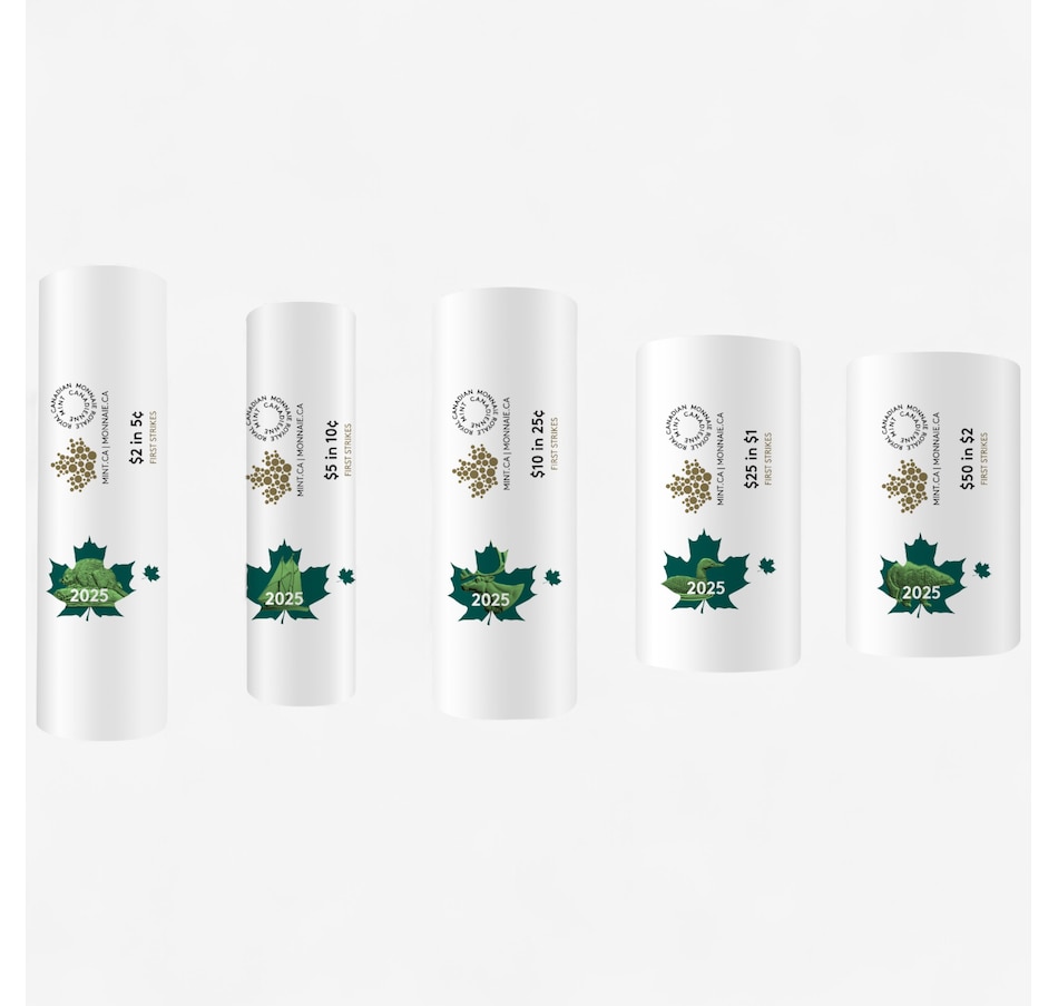 Image 725570_ALTMORE1.jpg, Product 725-570 / Price $249.95, Complete 2025 Uncirculated First Strike Roll Set, including Half-Dollars from Royal Canadian Mint (RCM) on TSC.ca's Coins department