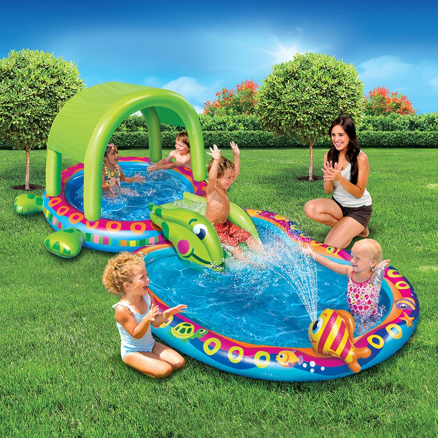 Image 725842_ALTMORE1.jpg, Product 725-842 / Price $69.99, Banzai Jr. Shade 'n' Slide Inflatable Turtle Splash Pool from Banzai on TSC.ca's Home & Garden department