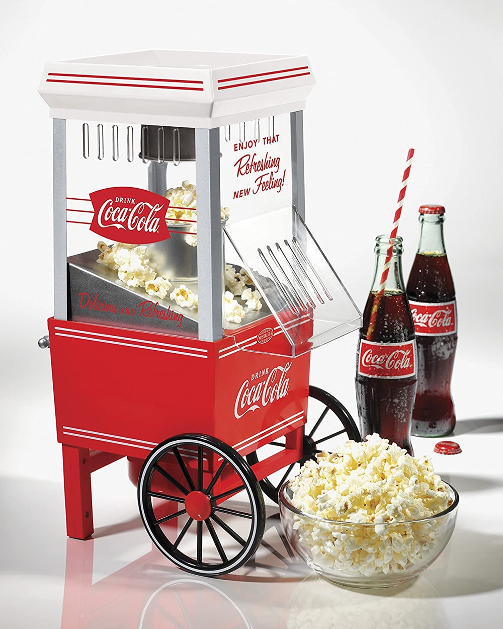 Nostalgia Coca-Cola Old Fashioned 12-Cup Hot Air Popcorn Maker