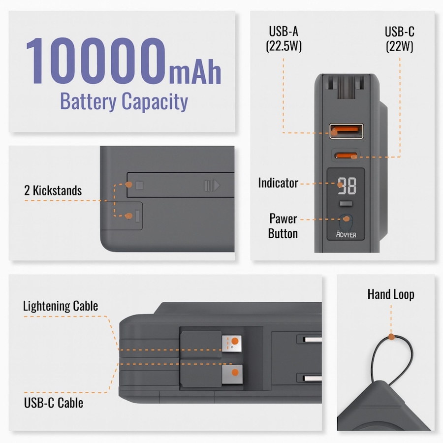 Image 725892_ALTMORE3.jpg, Product 725-892 / Price $79.99, Uncaged Ergonomics 7-in-1 10,000-mAh Portable Power Bank from Uncaged Ergonomics on TSC.ca's Electronics department