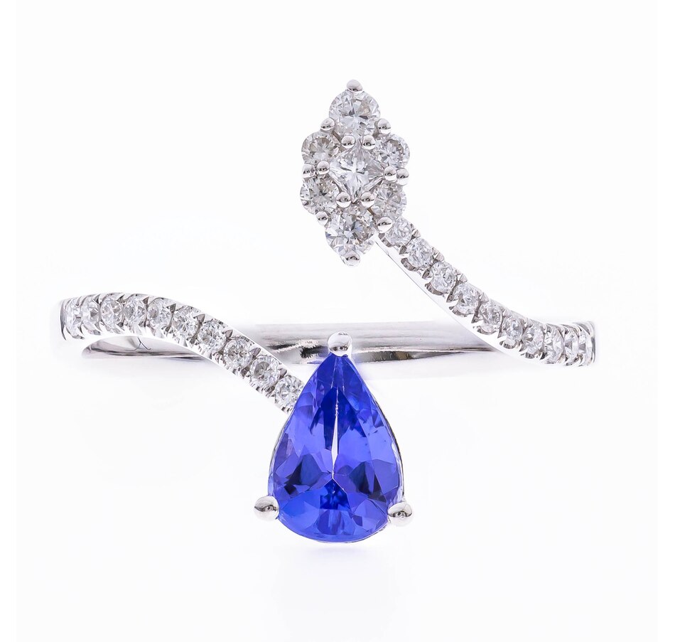 Image 726178.jpg, Product 726-178 / Price $899.99, Gem Creations 14K White Gold Tanzanite and Diamond Bypass Ring from Gem Creations on TSC.ca's Jewellery department