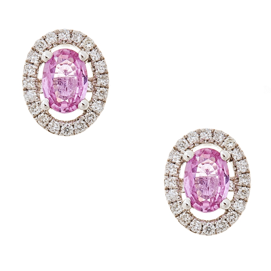 Image 726192.jpg, Product 726-192 / Price $1,299.99, Gem Creations 14K White Gold Pink Sapphire and Diamond Halo Stud Earrings from Gem Creations on TSC.ca's Jewellery department