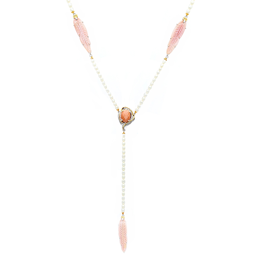 Image 726236.jpg, Product 726-236 / Price $199.99, Gems En Vogue Palladium Silver Peach Moonstone And Mother Of Pearl Necklace from Gems En Vogue on TSC.ca's Jewellery department