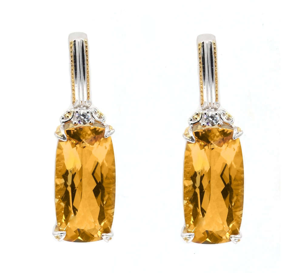 Jewellery Earrings Gems En Vogue Palladium Silver Cushion Ametista Citrine And White Zircon
