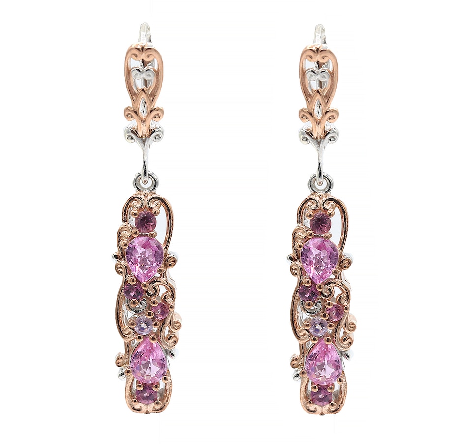 Jewellery Earrings Drop Earrings Gems En Vogue Palladium Silver Pink Sapphire And Multi