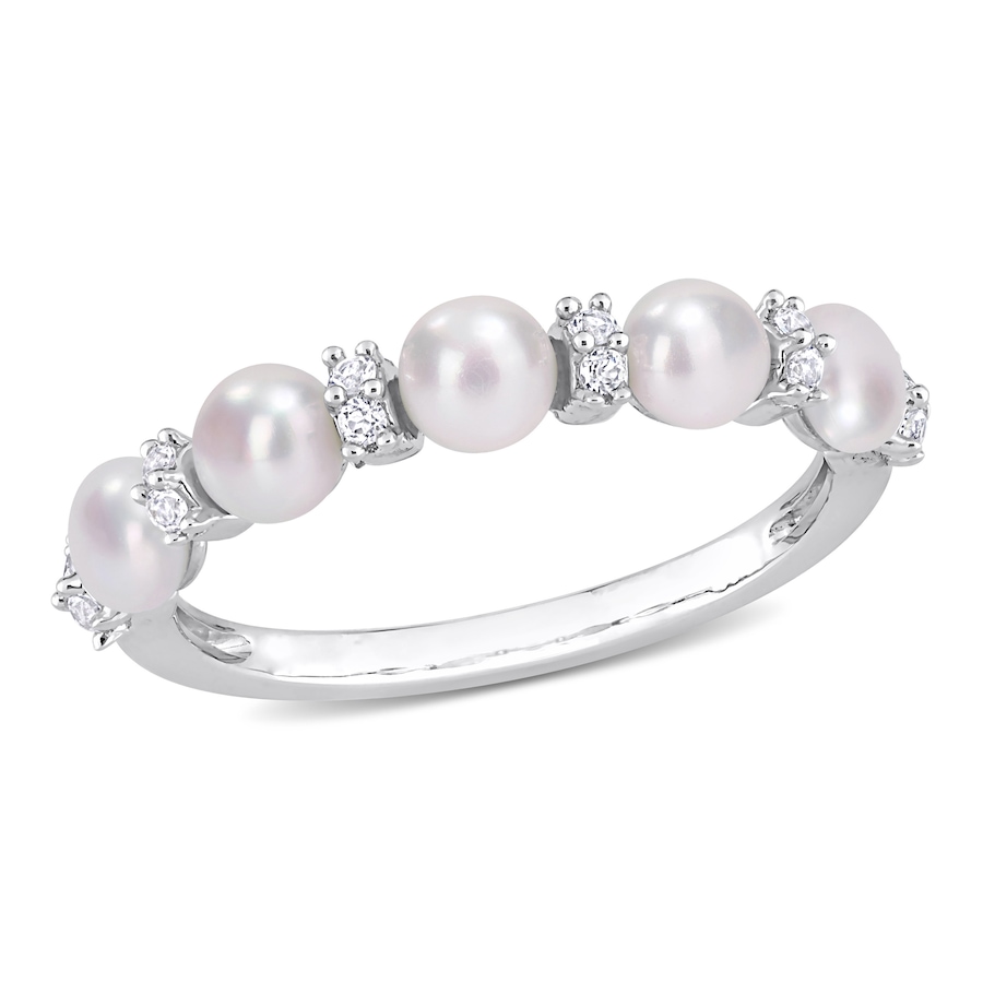 Image 726264.jpg, Product 726-264 / Price $119.99, AMOUR Pearls Sterling Silver 3.5-4mm Freshwater Cultured Pearl & White Topaz Ring from Amour Pearls on TSC.ca's Jewellery department