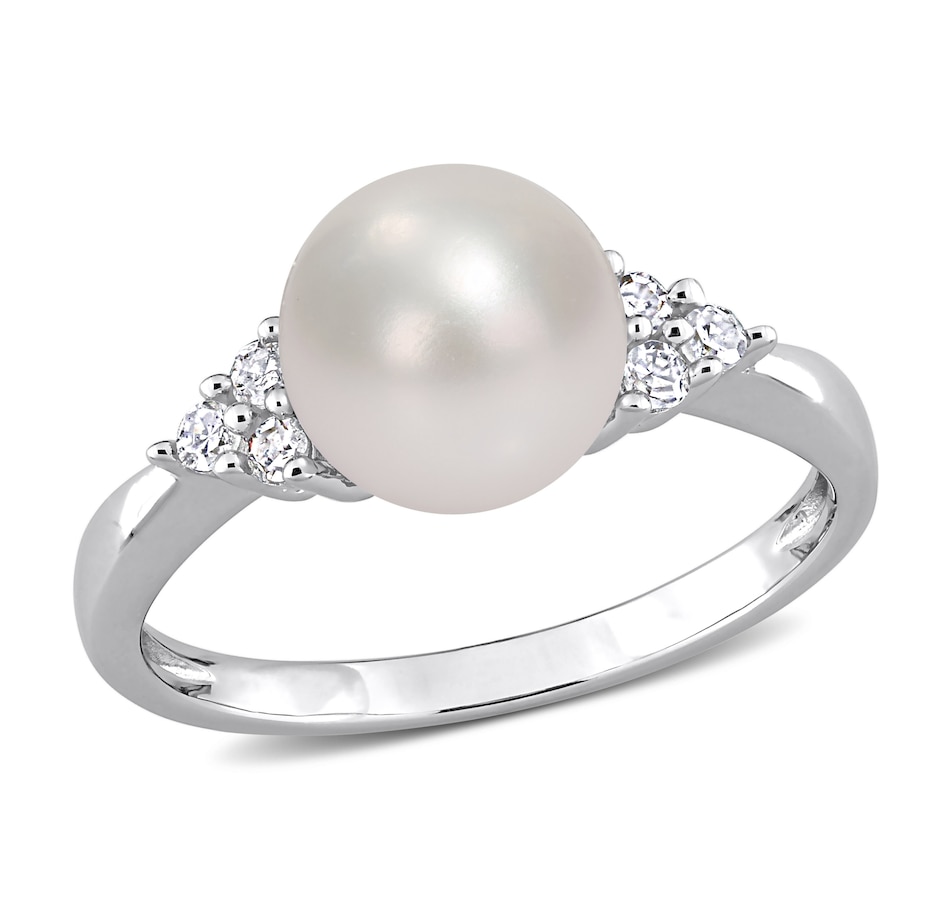 Image 726265.jpg, Product 726-265 / Price $189.99, AMOUR Pearls Sterling Silver 8-8.5mm Freshwater Cultured Pearl & Diamond Ring from Amour Pearls on TSC.ca's Jewellery department