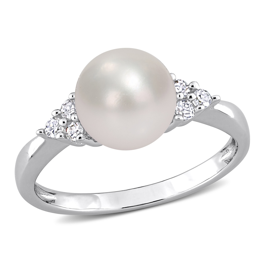 Image 726265.jpg, Product 726-265 / Price $189.99, AMOUR Pearls Sterling Silver 8-8.5mm Freshwater Cultured Pearl & Diamond Ring from Amour Pearls on TSC.ca's Jewellery department