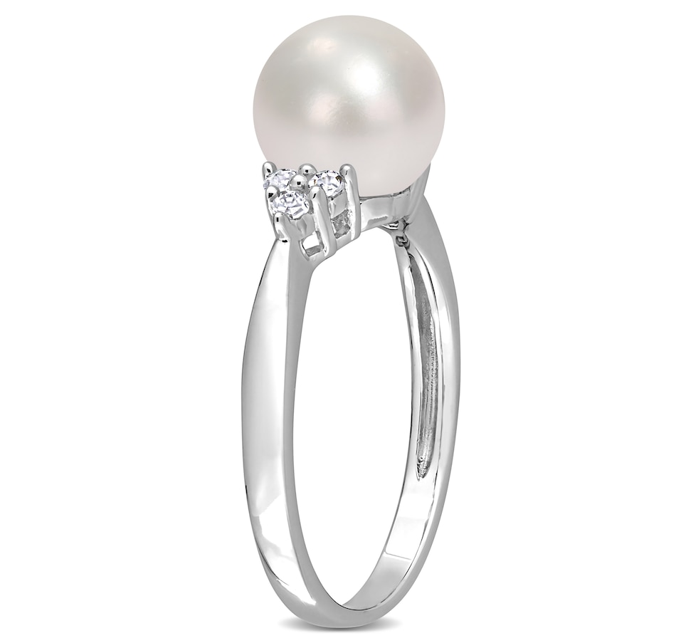 Image 726265_ALTMORE1.jpg, Product 726-265 / Price $189.99, AMOUR Pearls Sterling Silver 8-8.5mm Freshwater Cultured Pearl & Diamond Ring from Amour Pearls on TSC.ca's Jewellery department