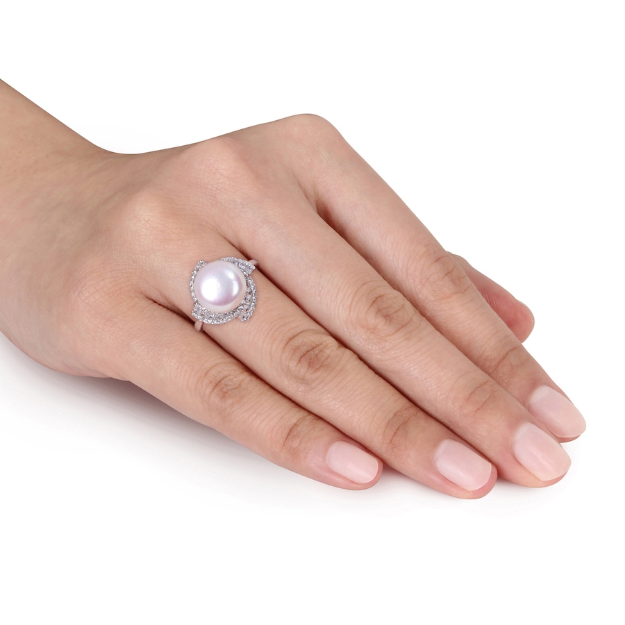 Image 726273_ALTMORE3.jpg, Product 726-273 / Price $129.99, AMOUR Pearls Sterling Silver 10-10.5mm Freshwater Cultured Pearl & Cubic Zirconia Ring from Amour Pearls on TSC.ca's Jewellery department