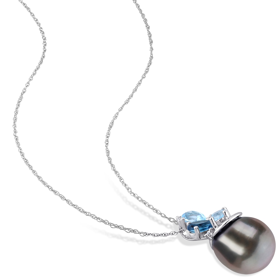 Image 726279_ALTMORE1.jpg, Product 726-279 / Price $579.99, AMOUR Pearls 14K White Gold 9-10mm Black Tahitian Cultured Pearl & Gemstone Pendant with Chain from Amour Pearls on TSC.ca's Jewellery department