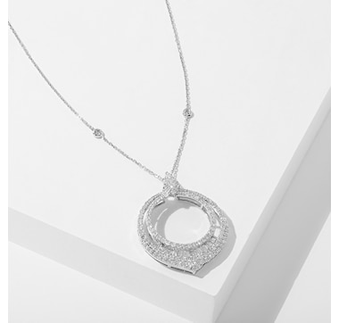 14K White Gold Diamond Pendant with Chain