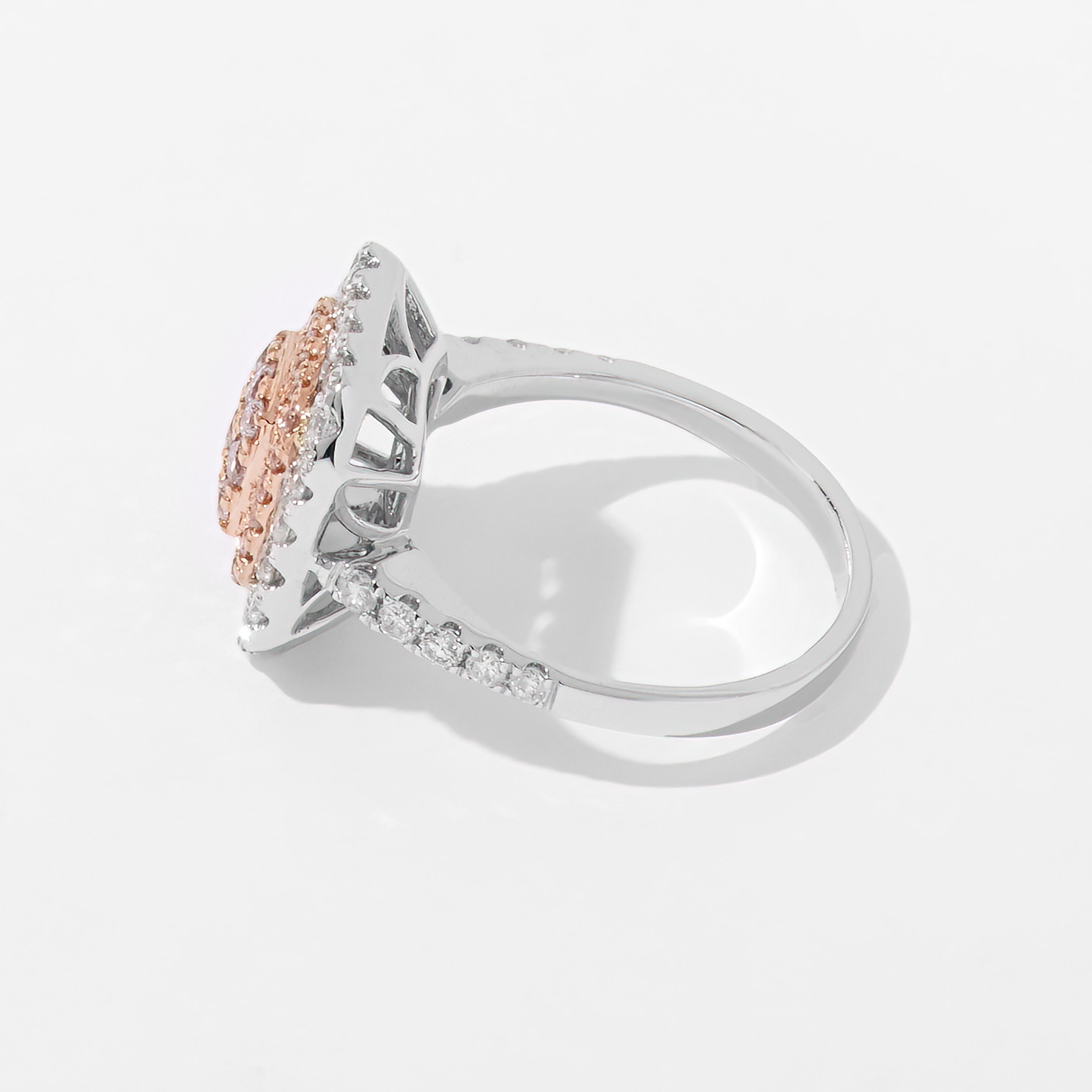 Pink and sale white diamond ring