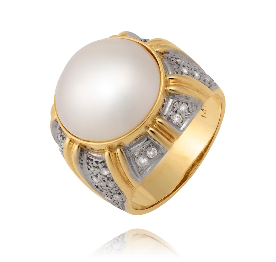 Image 726349.jpg, Product 726-349 / Price $1,795.00, Estate Originals 14K Yellow Gold and Rhodium Enhanced Mabé Pearl Ring with Diamonds, 0.50 ctw from Estate Originals on TSC.ca's Jewellery department