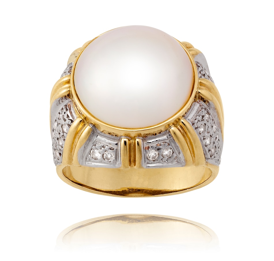 Image 726349_ALTMORE1.jpg, Product 726-349 / Price $1,795.00, Estate Originals 14K Yellow Gold and Rhodium Enhanced Mabé Pearl Ring with Diamonds, 0.50 ctw from Estate Originals on TSC.ca's Jewellery department