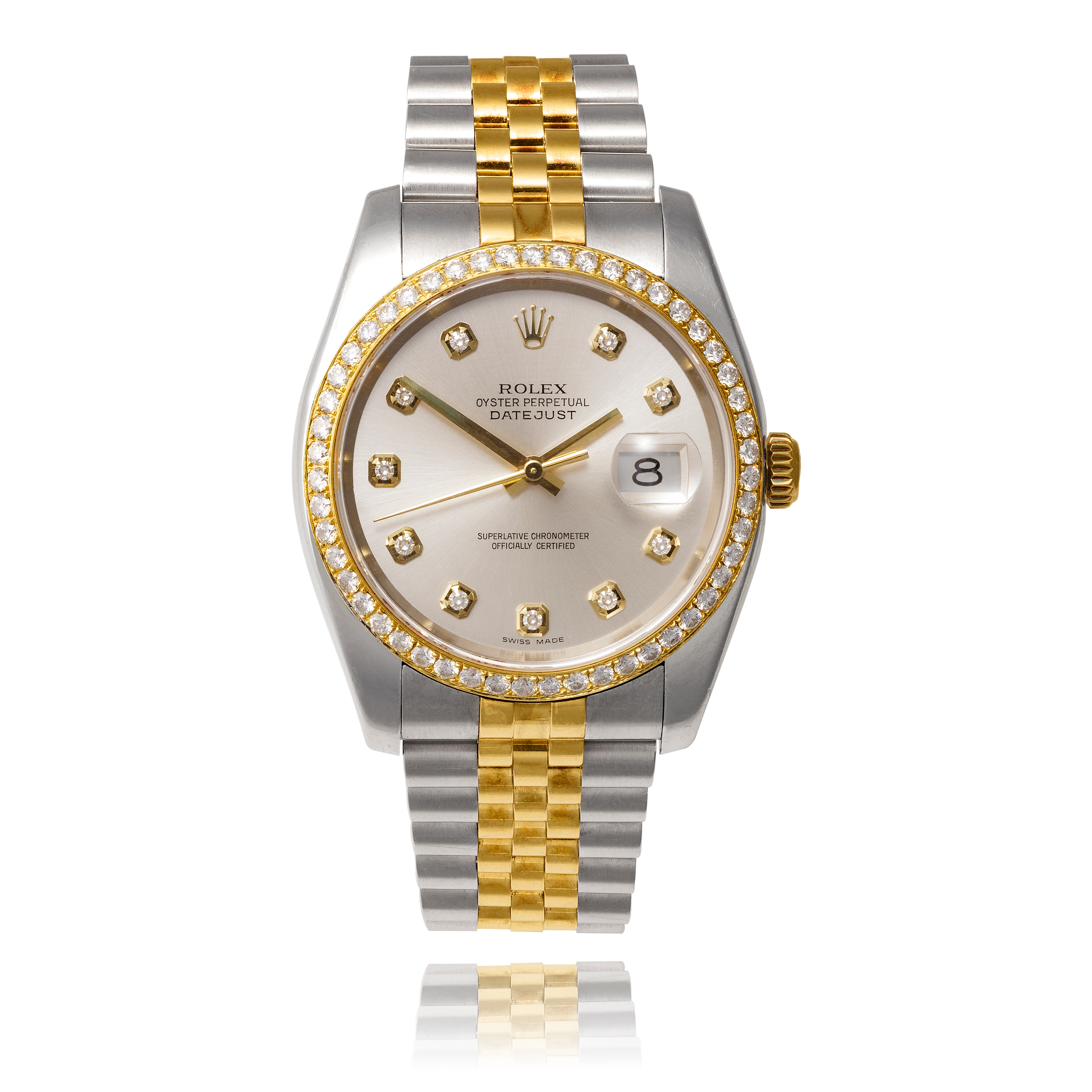 Estate Originals Stainless Steel and 18K Yellow Gold ROLEX OYSTER PERPETUAL DATEJUST SUPERLATIVE CHRONOMETER Swiss Made Wristwatch