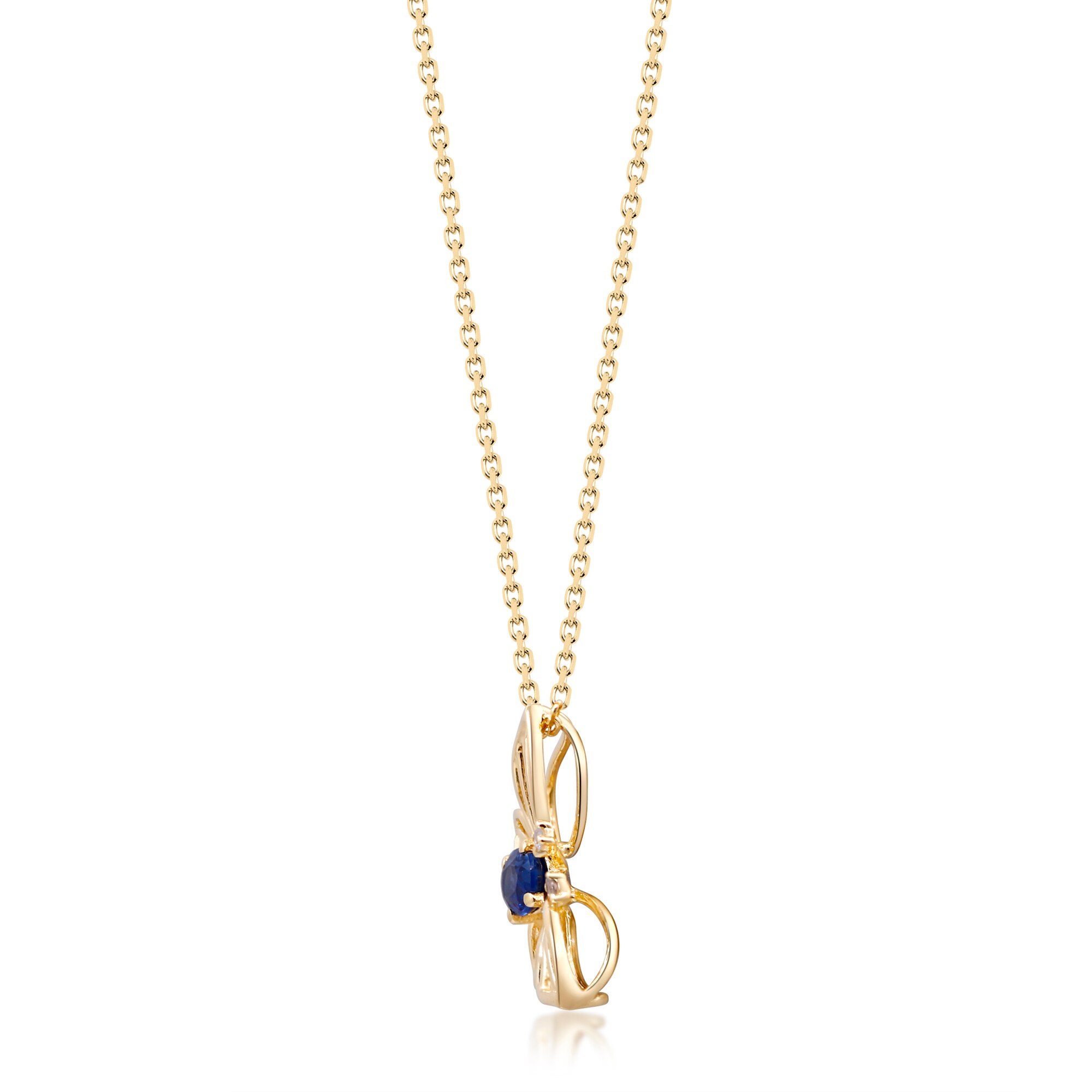 Cirari 10K Yellow Gold Blue Sapphire and Diamond Butterfly Pendant