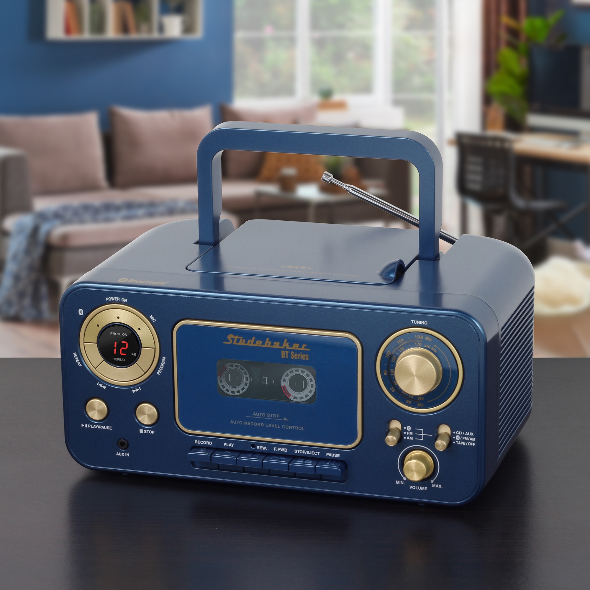 Studebaker Retro Portable CD Player with AM/FM Radio, Cassette