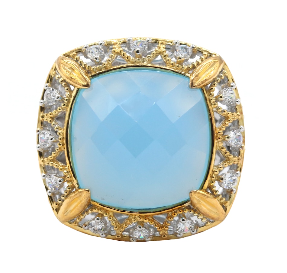 Image 726540_BLU.jpg, Product 726-540 / Price $89.99, Diamonelle Sterling Silver & Yellow Gold Plate Chalcedony & Diamonelle Ring from Diamonelle on TSC.ca's Jewellery department
