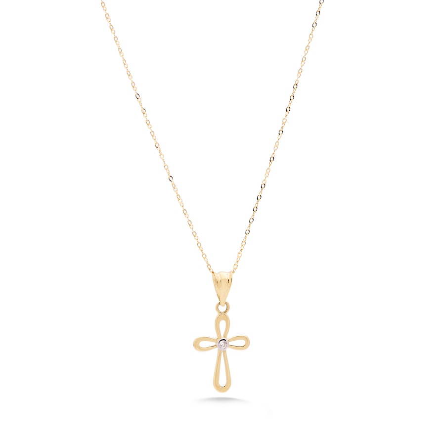 Image 726890.jpg, Product 726-890 / Price $179.99, TruGold 10K Yellow Gold Cubic Zirconia Small Cross and Heart Pendant with Chain from TruGold on TSC.ca's Jewellery department