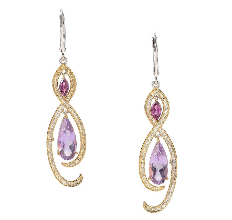 Jewellery Earrings Drop Earrings Gems En Vogue Palladium Silver Pink Amethyst and