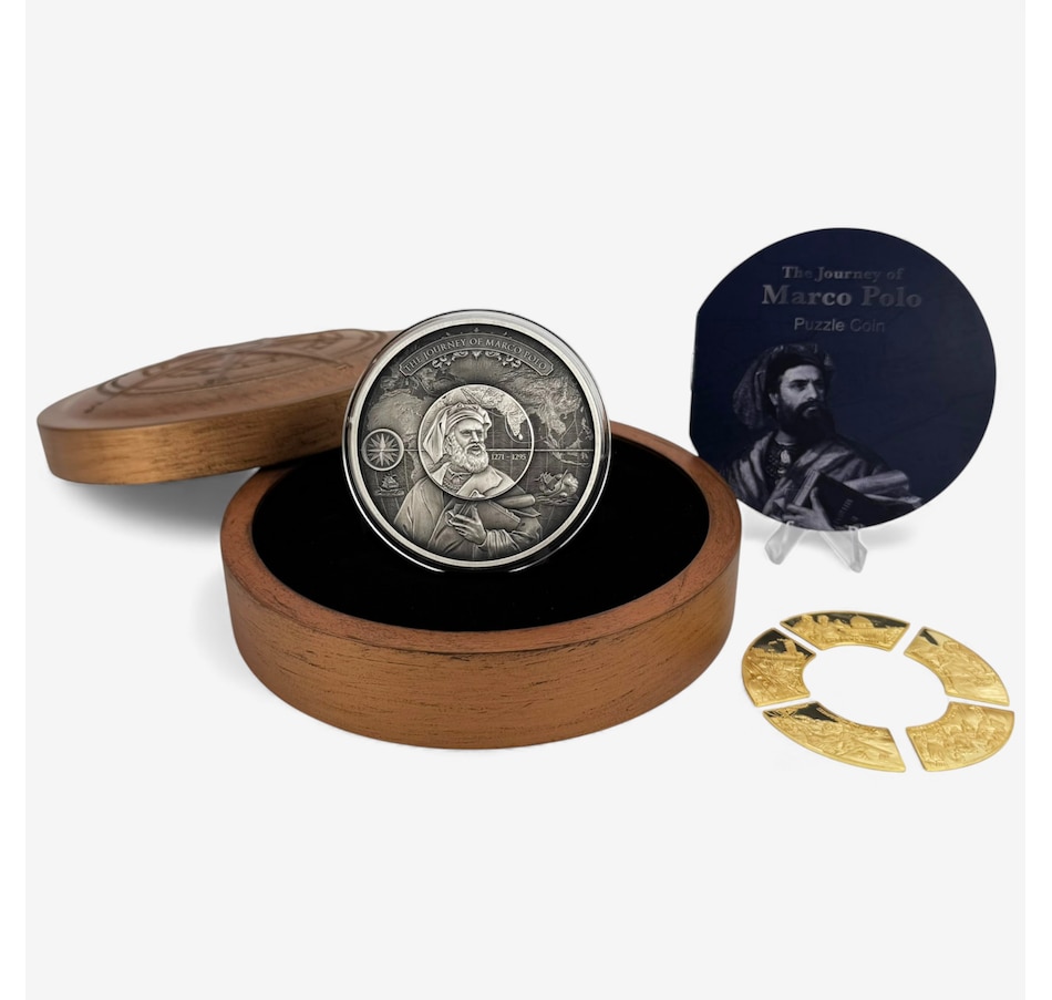 Image 727039_ALTMORE1.jpg, Product 727-039 / Price $999.95, 2025 Journey of Marco Polo Five-Ounce Fine Silver Layered Puzzle Coin (250 Francs, Djibouti) from Canadian Coin & Currency on TSC.ca's Coins department