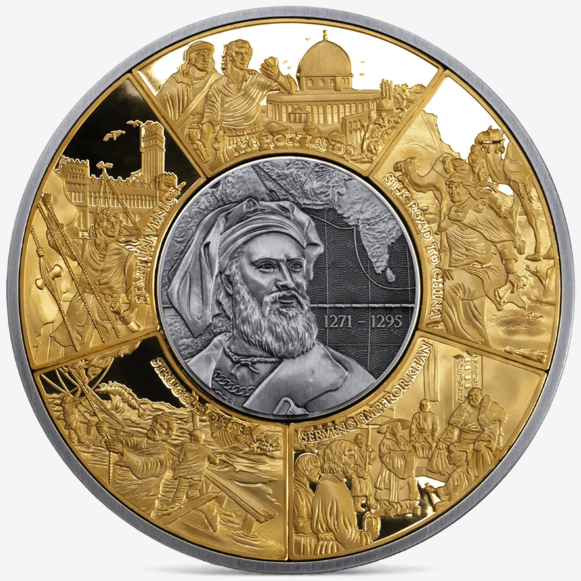 マ*ロ様 大政奉還記念メダル　silver925 2025 Journey of Marco Polo Five-Ounce Fine Silver Layered Puzzle