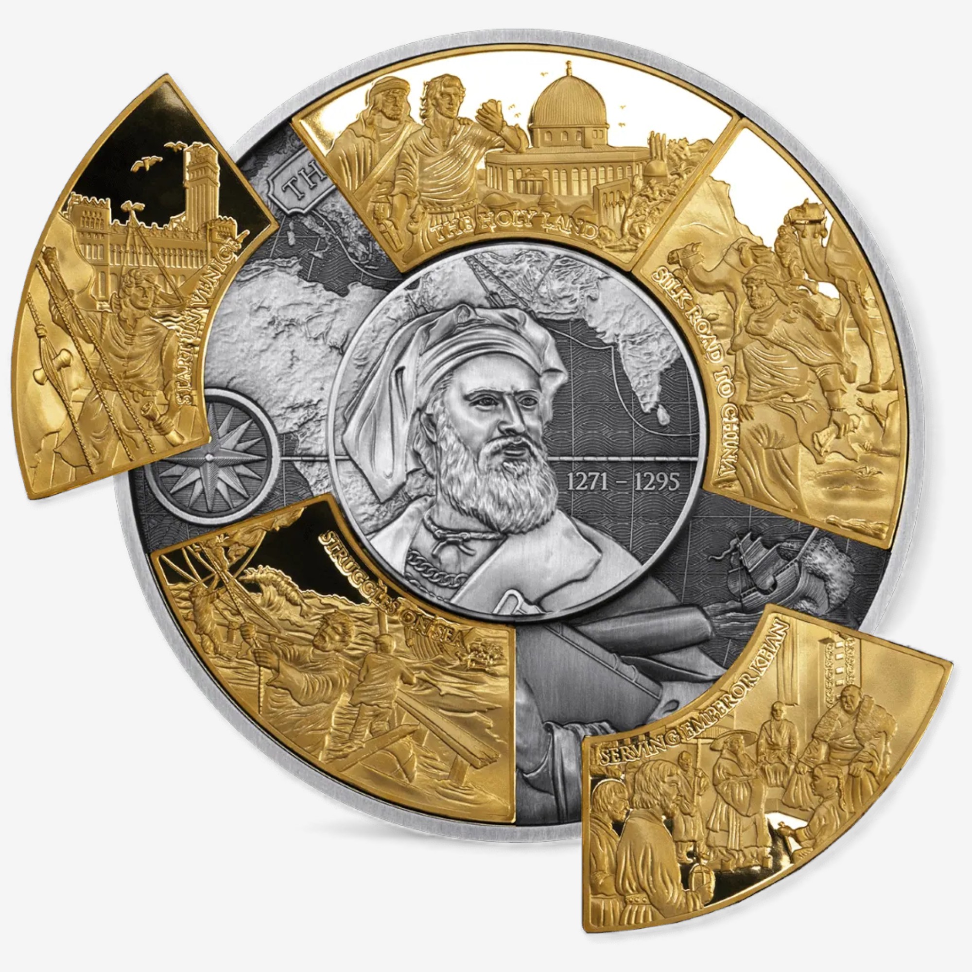 2025 Journey of Marco Polo Five-Ounce Fine Silver Layered Puzzle