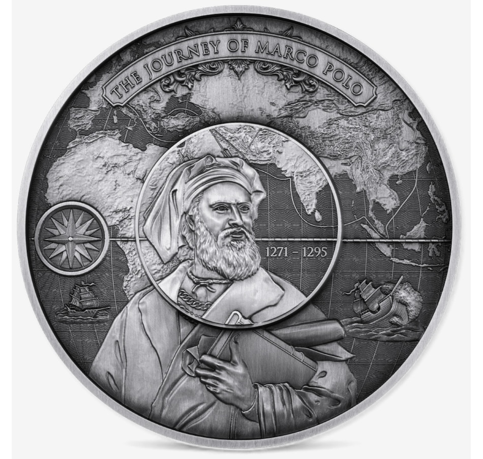 Image 727039_ALTMORE4.jpg, Product 727-039 / Price $999.95, 2025 Journey of Marco Polo Five-Ounce Fine Silver Layered Puzzle Coin (250 Francs, Djibouti) from Canadian Coin & Currency on TSC.ca's Coins department